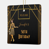 1920年のアート・デコが鳴り響く50歳の誕生日のブラック・金ゴールド セラミックオーナメント (左)