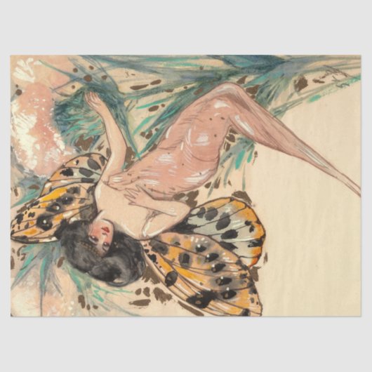 1920年のアールデコアールヌーボー妖精 薄葉紙 (正面)