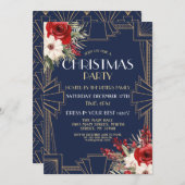 1920年のアールデコクリスマス招待状ギャツビー海軍金ゴールド 招待状 (正面/裏面)