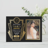 1920年のアールデコ誕生日パーティー写真招待状ギャツビー 招待状 (スタンド正面)