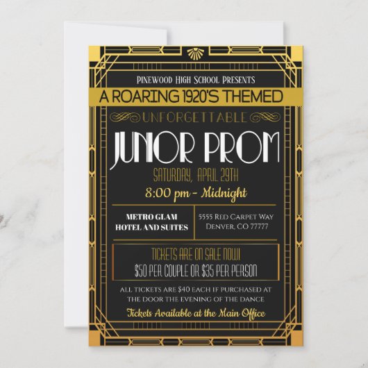 1920年のジュニアプロムで賑わう 招待状 (正面)