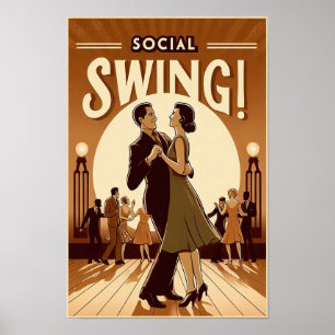 1920年のソーシャルスイングダンスヴィンテージポスター ポスター