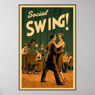 1920年のソーシャルスイングダンスヴィンテージポスター ポスター