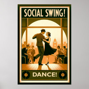 1920年のソーシャルスイングダンスヴィンテージポスター ポスター