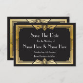 1920年のデート·ウエディング·パーティーの金ゴールド招待状 セーブザデート (正面/裏面)