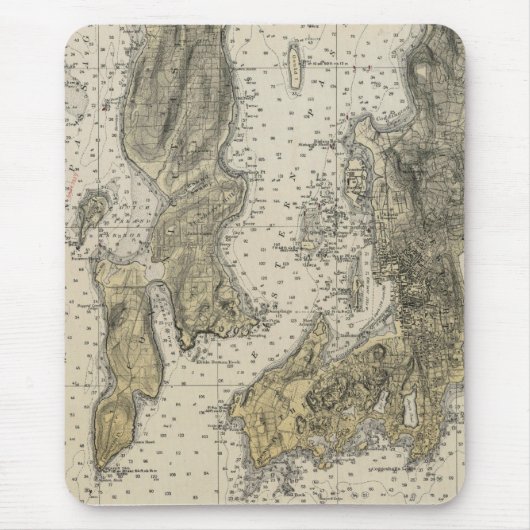 1920年のナラガンセト湾ニューポートのRI港の図表 マウスパッド (正面)