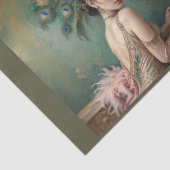 1920年のフラッパーの女の子と巨大な孔雀の羽帽子 薄葉紙 (詳細)