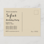 1920年のフラッパーガール招待状、ギャツビーの誕生日 インビテーションポストカード (裏面)