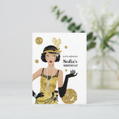 1920年のフラッパーガール招待状、ギャツビーの誕生日 インビテーションポストカード (スタンド正面)