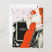 1920年のヴィンテージパリのモデルと車画像 ポストカード (正面/裏面)