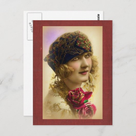 1920年の女の子はがき ポストカード (正面/裏面)