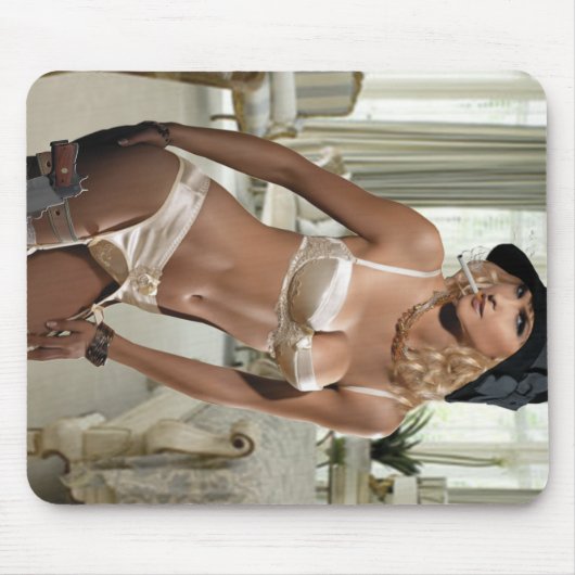 1920年の女性ファタール – 喫煙と銃 マウスパッド (正面)