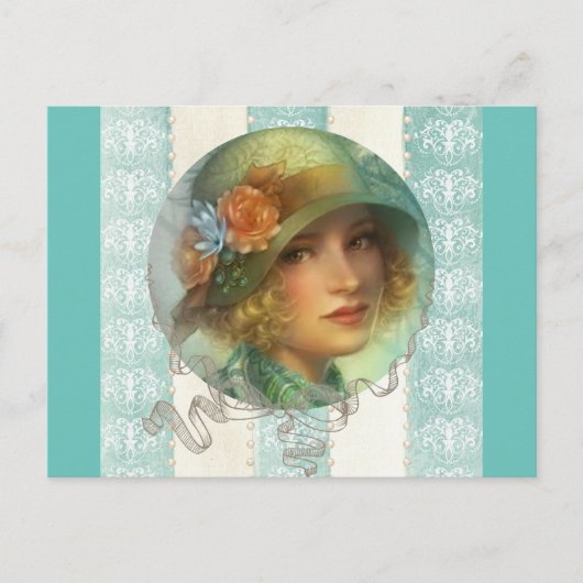 1920年の少女はがき ポストカード (正面)