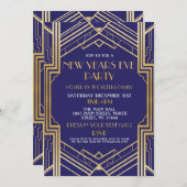 1920年の新年イブ招待状ギャツビーパーティー金ゴールド 招待状 (正面/裏面)