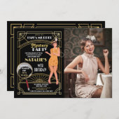 1920年の殺人事件の謎誕生日写真パーティーデコ 招待状 (正面/裏面)