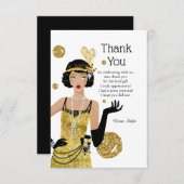 1920年の派手な女の子ギャツビー、アールデコ サンキューカード (正面/裏面)