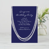1920年の真珠の驚きの誕生日パーティー招待状ブルー 招待状 (スタンド正面)