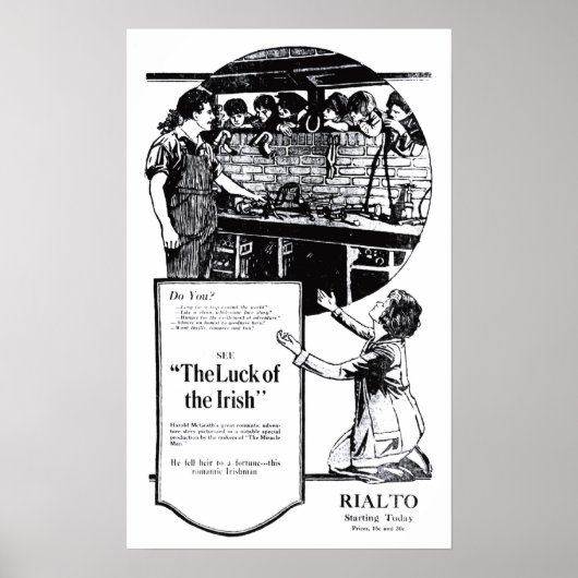 1920年の「アイルランド人の運」ヴィンテージ広告ポスター ポスター (正面)