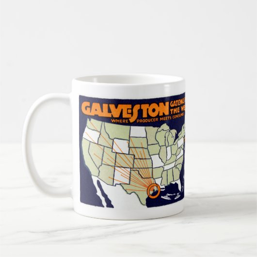 1920年のGalvestonテキサス州ポスター コーヒーマグカップ (左)