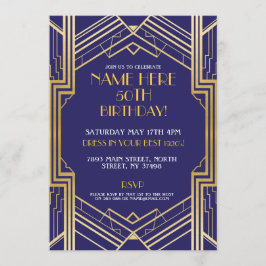 1920年アールデコギャツビー30 40th 50th Birthday Party 招待状