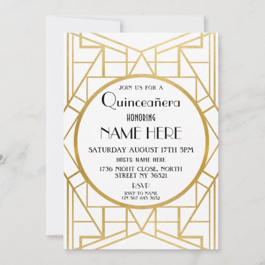 1920年アールデコ誕生会キンセアニェラ・ギャツビー 招待状 (正面)