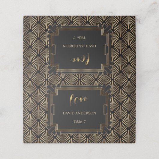 1920年エレガントのギャツビー素晴らしの金ゴールドの声が大き結婚く響く プレイスカード (外部開封)