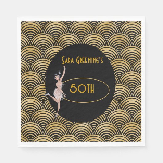 1920年ギャツビーで20代のフラッパ素晴らしーを吹き鳴らす スタンダードランチョンナプキン (正面)