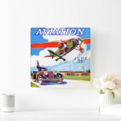 1920年クラシック代のレトロ航空 スクエア壁時計 (ホーム)