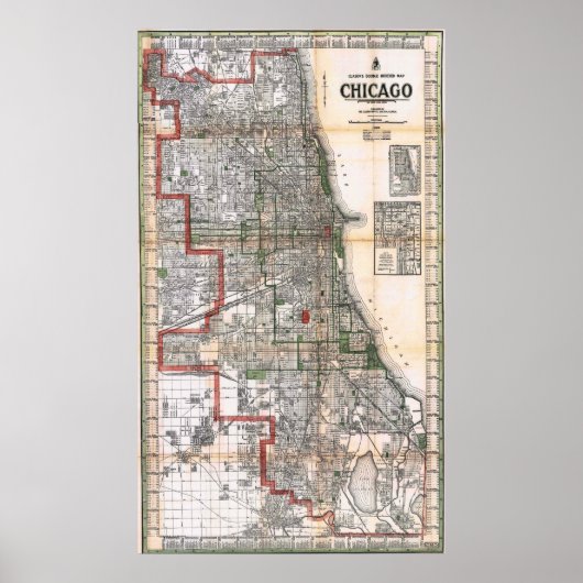 1920年シカゴのビンテージ地図ポスター ポスター (正面)