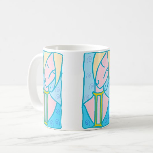 1920年ジェミニ女性の青と記号 コーヒーマグカップ (正面左)