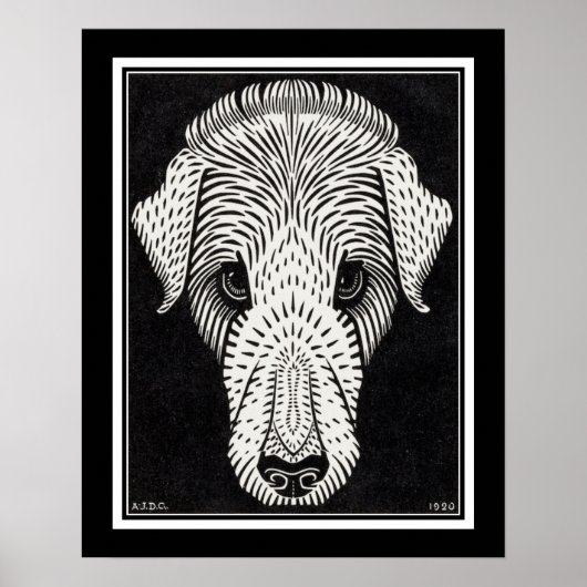 1920年ジュリー・ド・グラーグ著「犬の頭」 ポスター (正面)