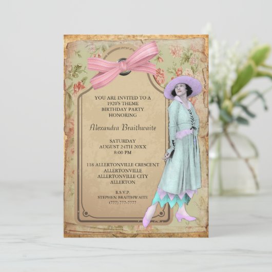 1920年テーマ誕生日パーティーの招待 招待状 (スタンド正面)