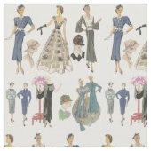 1920年代と30年代のファッションアートイラスト ファブリック (クローズアップ)