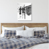 1920年代のおしゃれ女性のスキー旅行BW キャンバスプリント (インサイチュ (寝室))