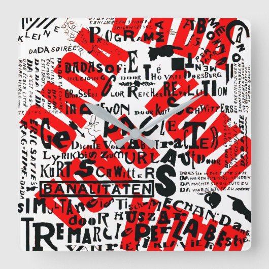 1920年代のアバン・ガード・ダダ・アート・ポスター スクエア壁時計 (正面)