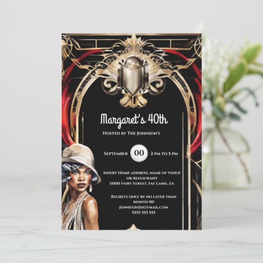 1920年代のアフリカ系アメリカ人フラッパー 招待状 (スタンド正面)