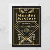 1920年代のアートデコ殺人ミステリー誕生日パーティー招待状 招待状 (正面)