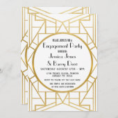1920年代のアートデコ・ギャッツビーゴールドエンゲージメント招待状 招待状 (正面/裏面)