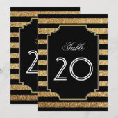 1920年代のアートデコ ゴールドグリッター テーブルナンバー (正面/裏面)