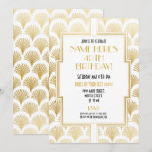 1920年代のアートデコ・バースデー・ギャツビーパーティー・ゴールド・トゥエンティーズ 招待状 (正面/裏面)