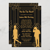 1920年代のアールデコのフラッパーガールとギャングスター 招待状 (正面/裏面)