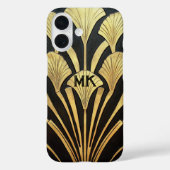 1920年代のアールデコエジプト黒金ゴールドファンモノグラム Case-Mate iPhoneケース (裏面)