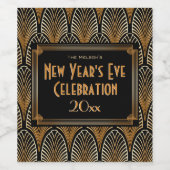 1920年代のアールデコエレガントスタイル新年 ワインラベル (シングルラベル)