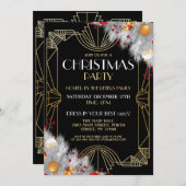 1920年代のアールデコクリスマス招待状ギャツビーパーティー金ゴールド 招待状 (正面/裏面)