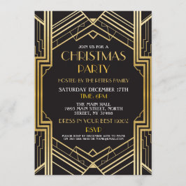 1920年代のアールデコクリスマス招待状ギャツビーパーティー金ゴールド 招待状