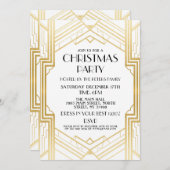 1920年代のアールデコクリスマス招待状ギャツビーパーティー金ゴールド 招待状 (正面/裏面)