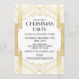 1920年代のアールデコクリスマス招待状ギャツビーパーティー金ゴールド 招待状