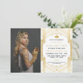 1920年代のアールデコゴールド写真卒業ガッツビーパーティー 招待状 (スタンド正面)