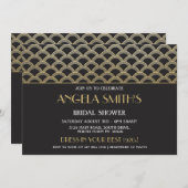 1920年代のアールデコスタイルのウェディングシャワー・パーティー　ギャツビーゴールド 招待状 (正面/裏面)