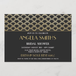 1920年代のアールデコブライダルシャワーギャツビー金ゴールドパーティー 招待状